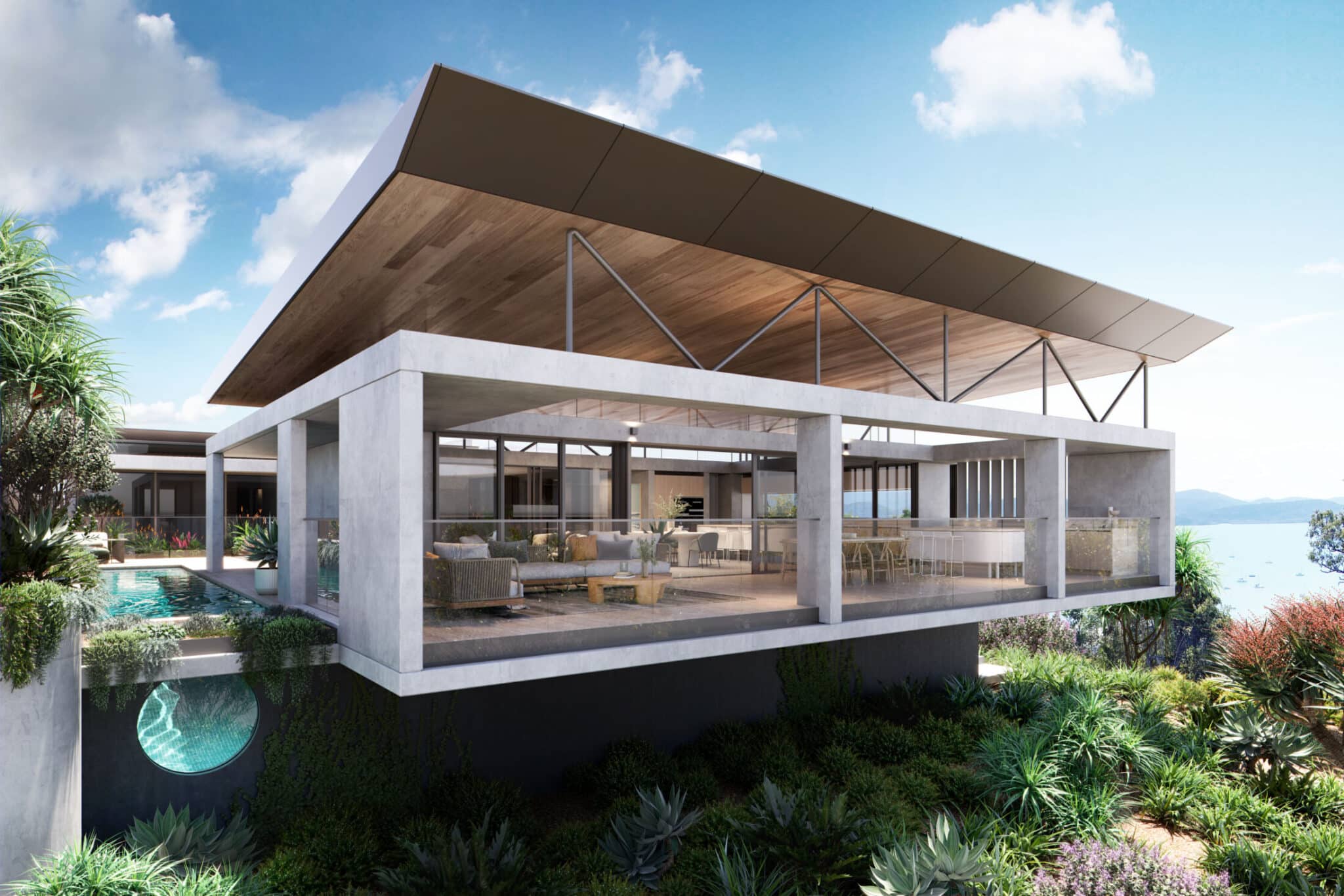 Outdoor living area of the Ancora display home, Airlie Summit